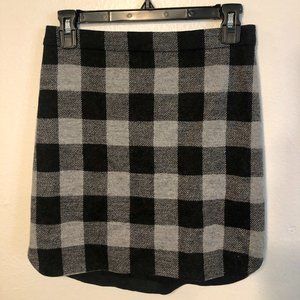Madewell 0 black/gray buffalo check midi skirt